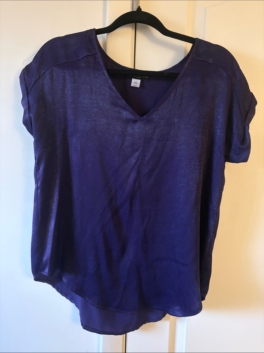Simply Styled Deep Purple V-Neck Short Sleeve Blouse